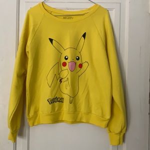 Mighty Fine Pikachu Large Yellow Pullover Sweatshirt Light Weight